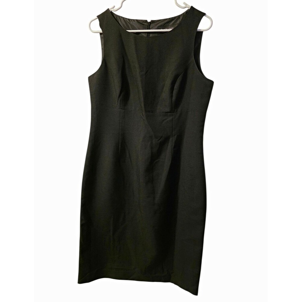 Black Label by Evan-Picone Black Sheath Dress Scoop Neck Sleeveless Sz 10